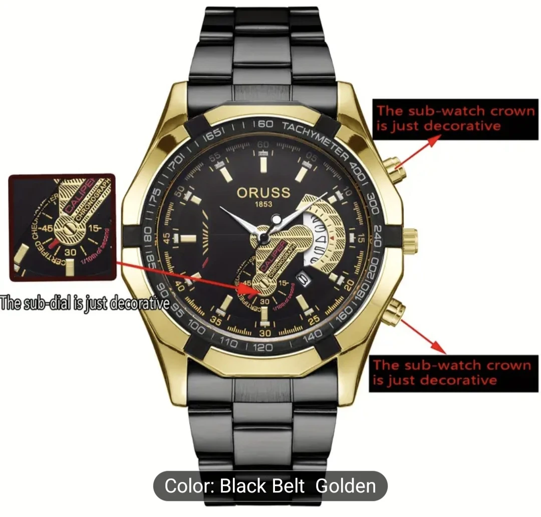 ORUSS Men's Gold and Black Watch - photo 2