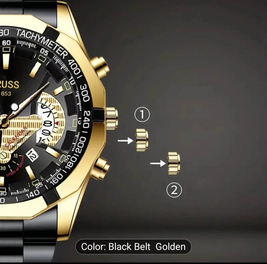 ORUSS Men's Gold and Black Watch - photo 3