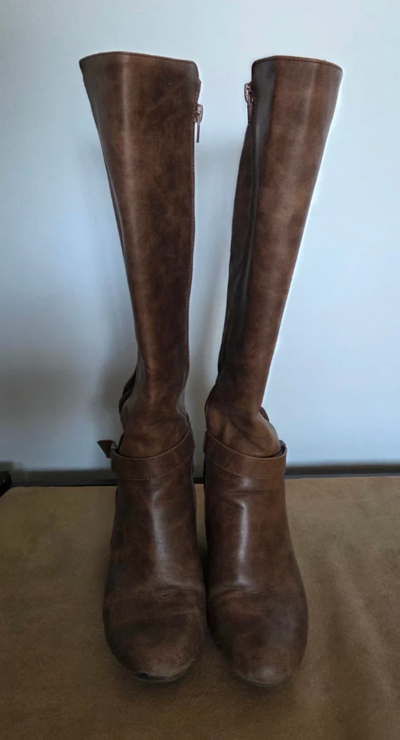 Brown Knee-High Wedge Boots