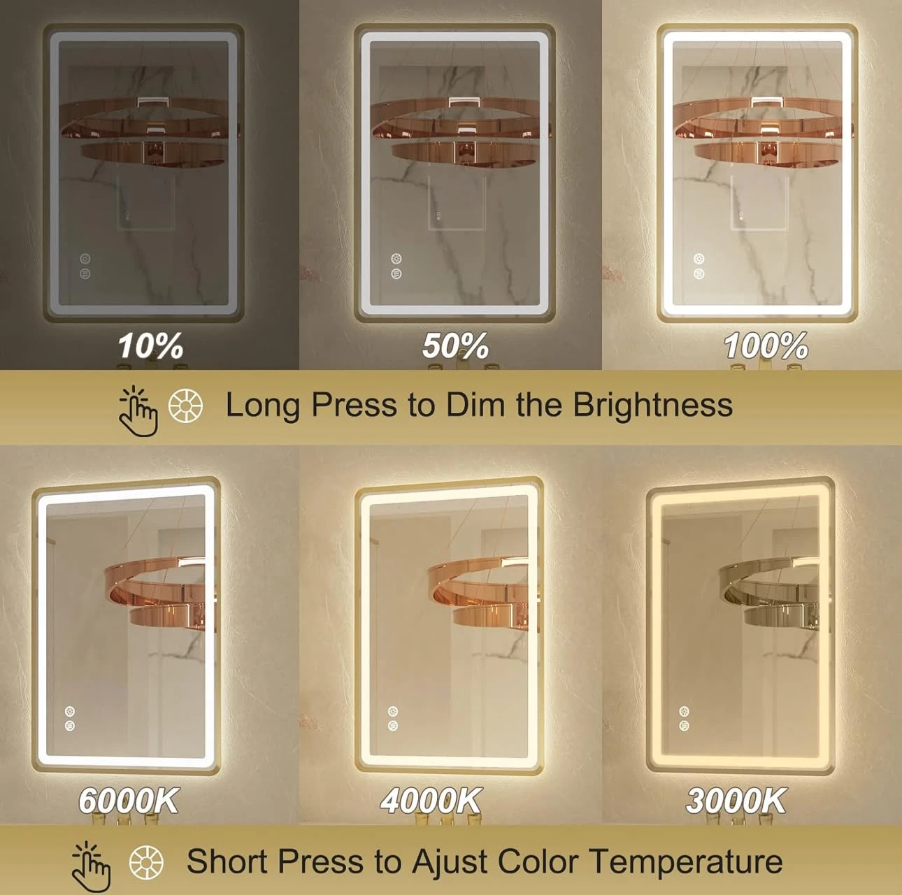 LED Bathroom Mirror with Anti-Fog Function - photo 2