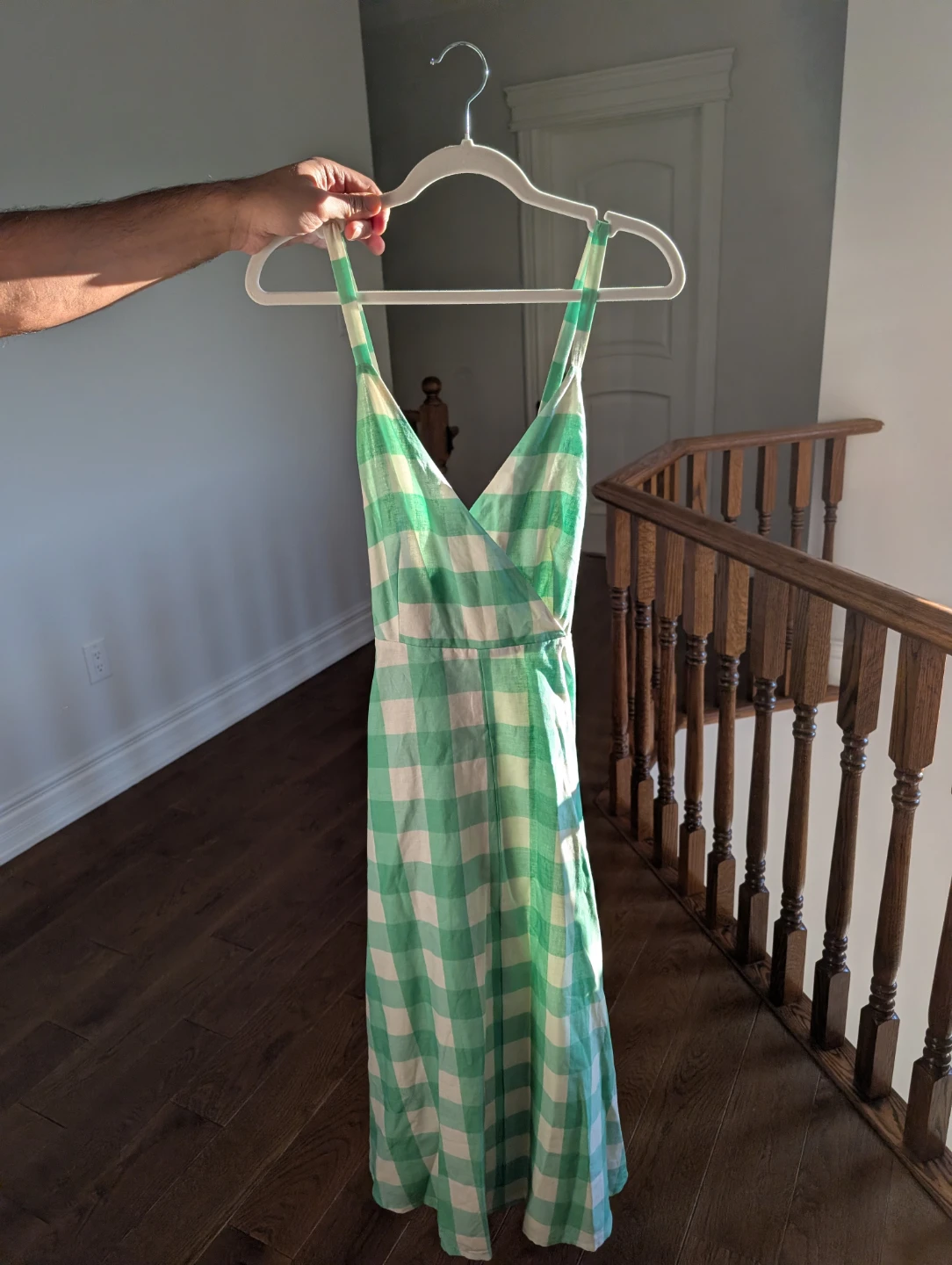 BRAND NEW Boutique French design genuine linen check dress - photo 3
