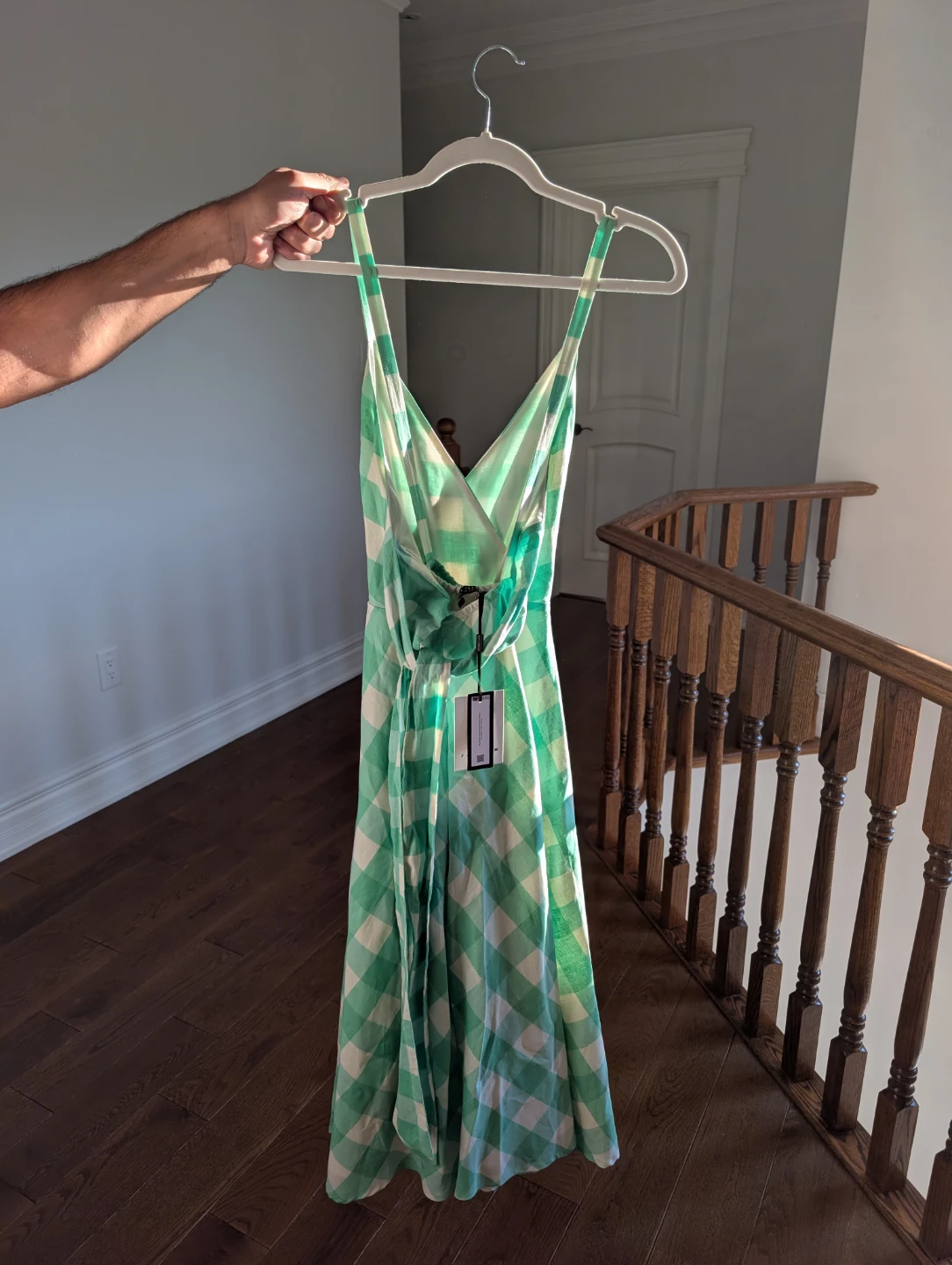 BRAND NEW Boutique French design genuine linen check dress - photo 5