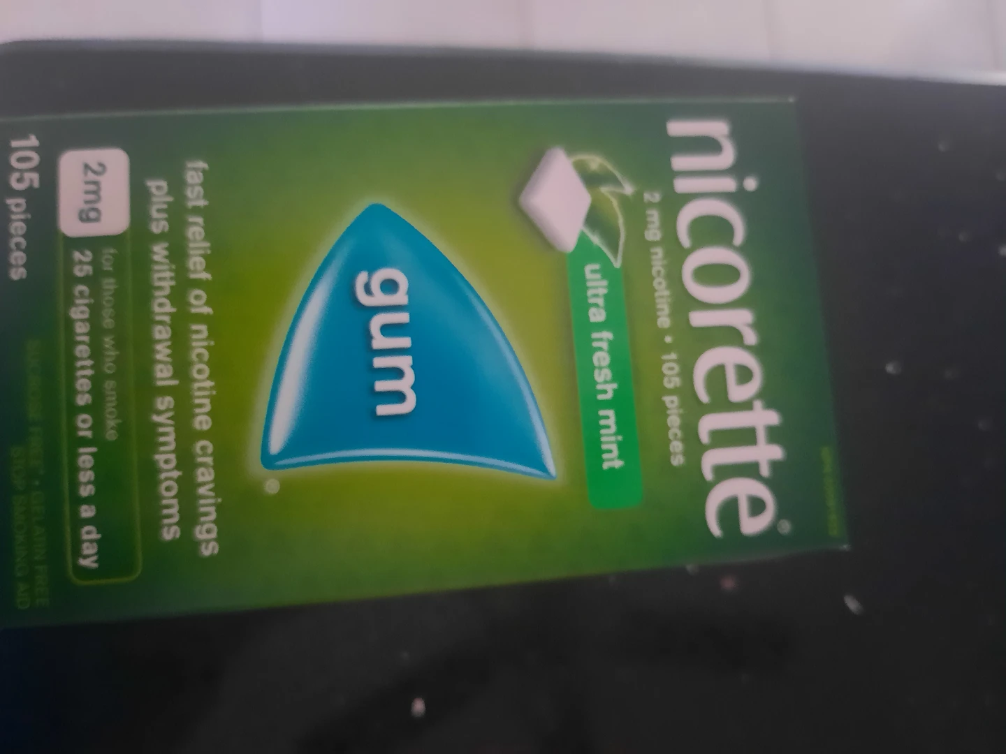 Nicorette gum 105 pieces. 2 mg