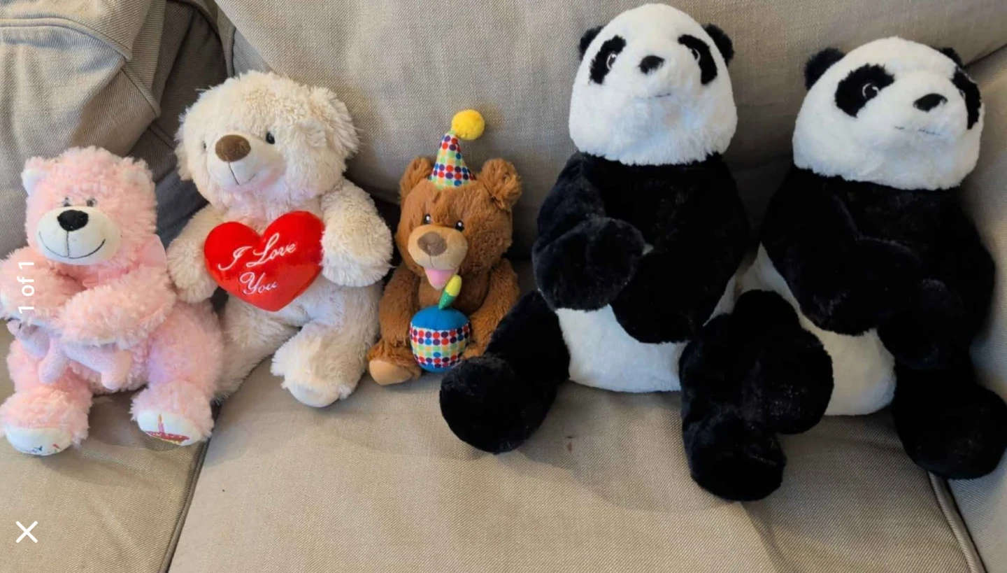 Bundle of 5 Stuffed Animals - Bears and Pandas