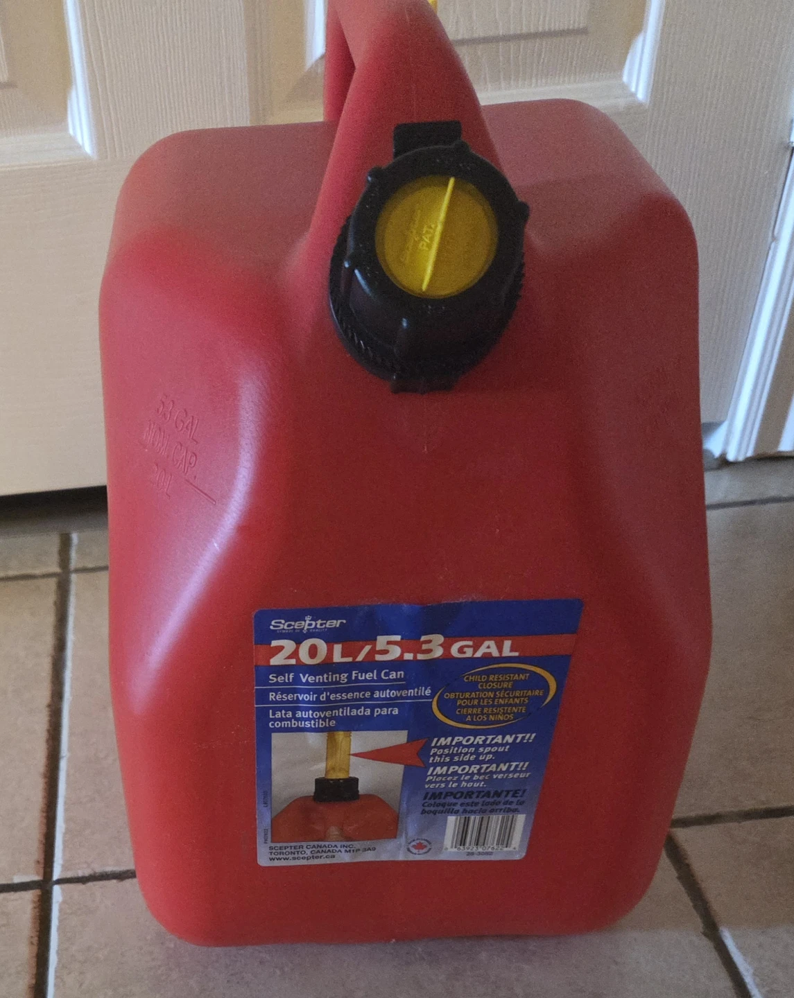 Scepter 20L/5.3 GAL Red Self Venting Fuel Can
