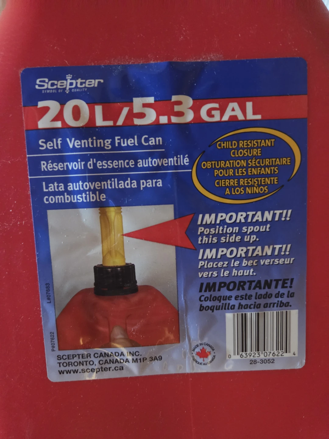 Scepter 20L/5.3 GAL Red Self Venting Fuel Can - photo 2