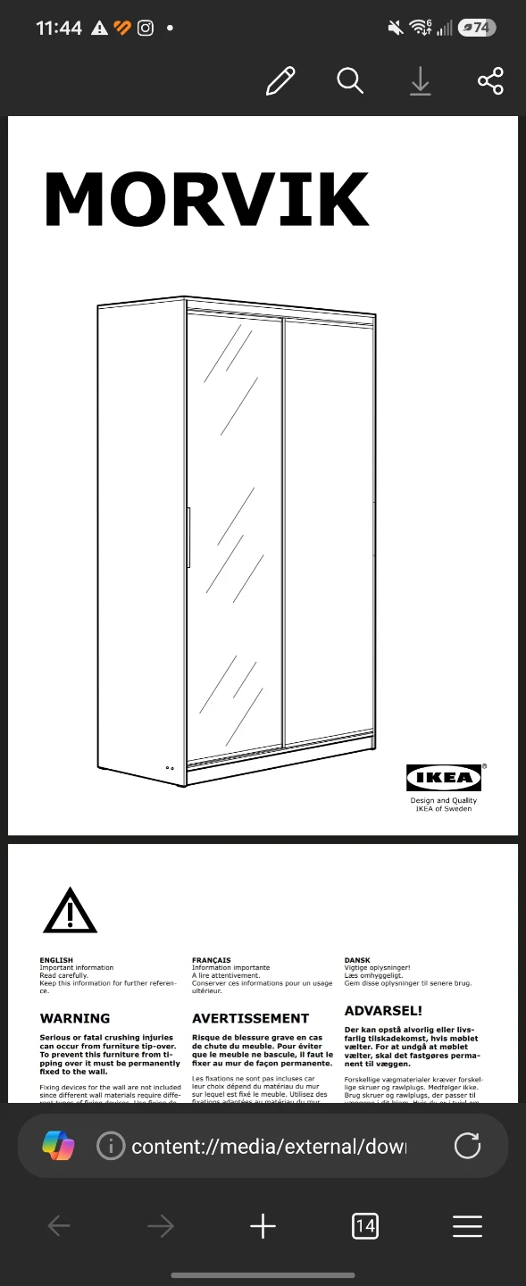 IKEA MORVIK Sliding Door Wardrobe with Mirror - photo 2