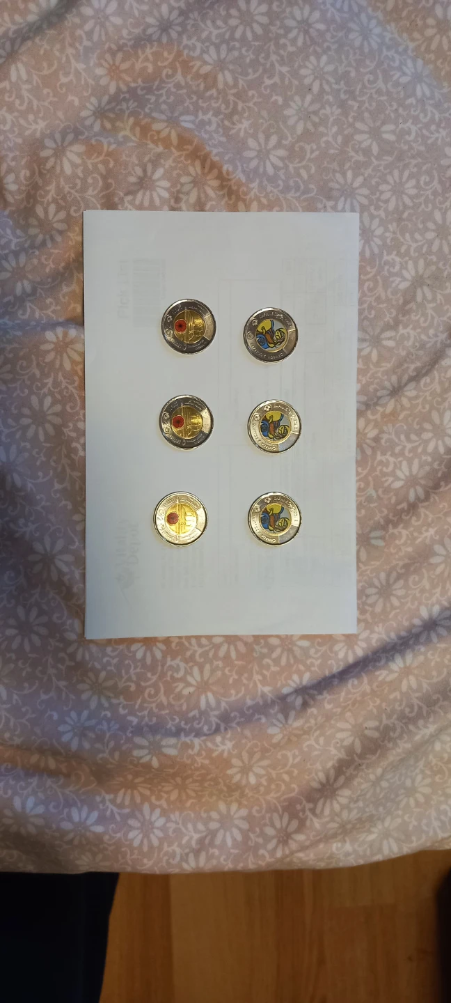 Collection of Canadian colored Toonie coins