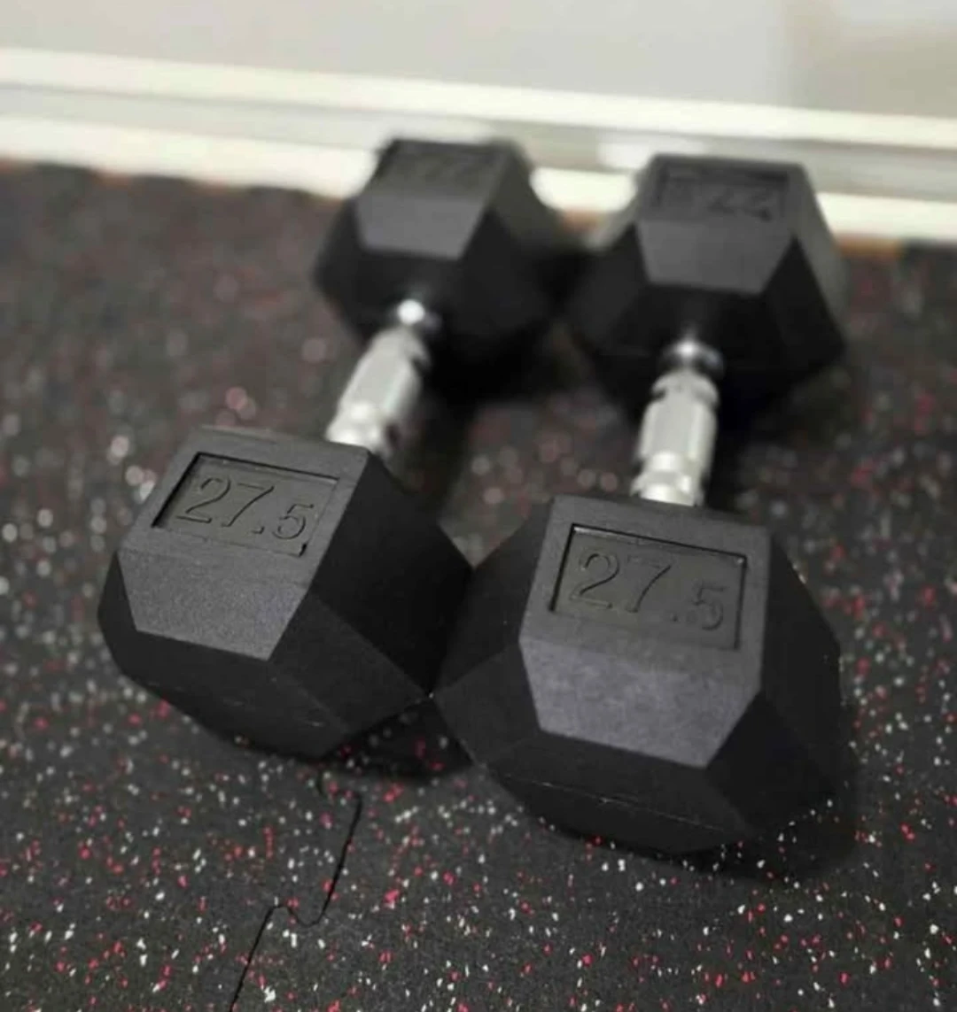 27.5lb Rubber Hex Dumbbell Weights – New!