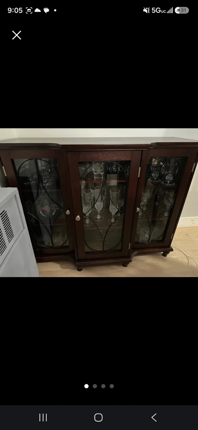 Antique Style Display Cabinet with Glassware