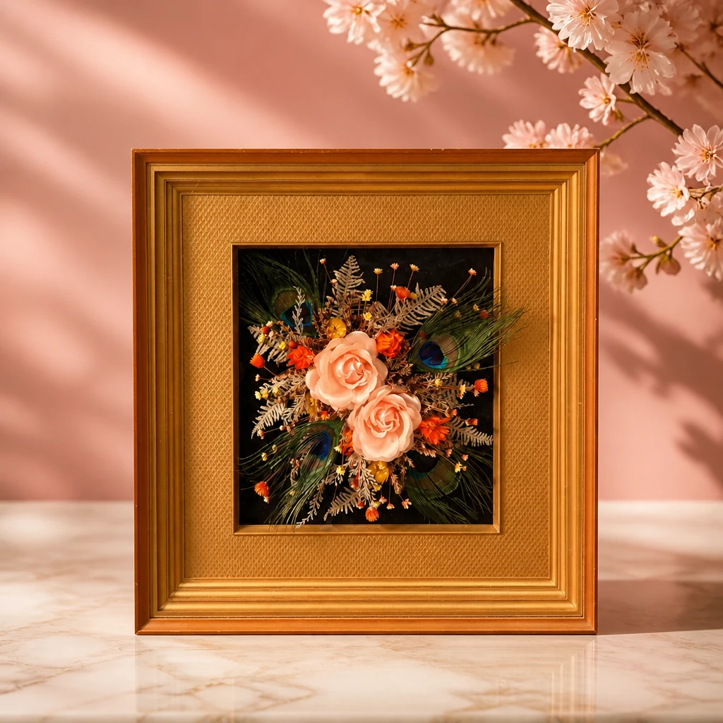 Vintage 3D Framed Dried Flower Arrangement - photo 2