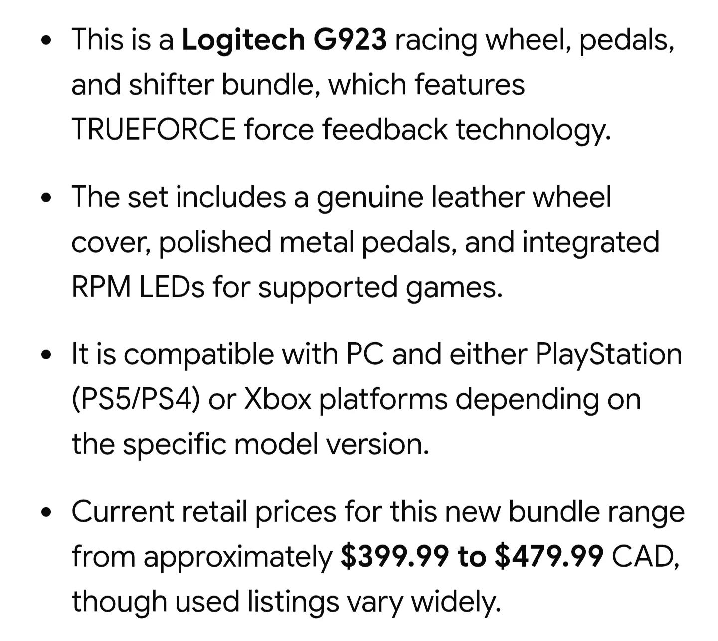 Logitech G923 Racing Wheel, Pedals, and Shifter Bundle - photo 2