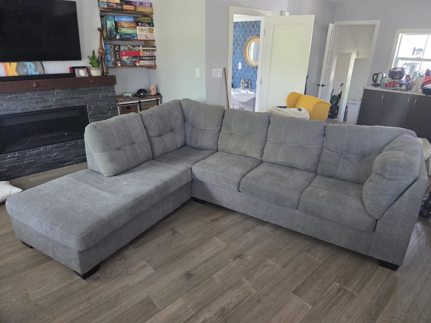 Grey sectional couch