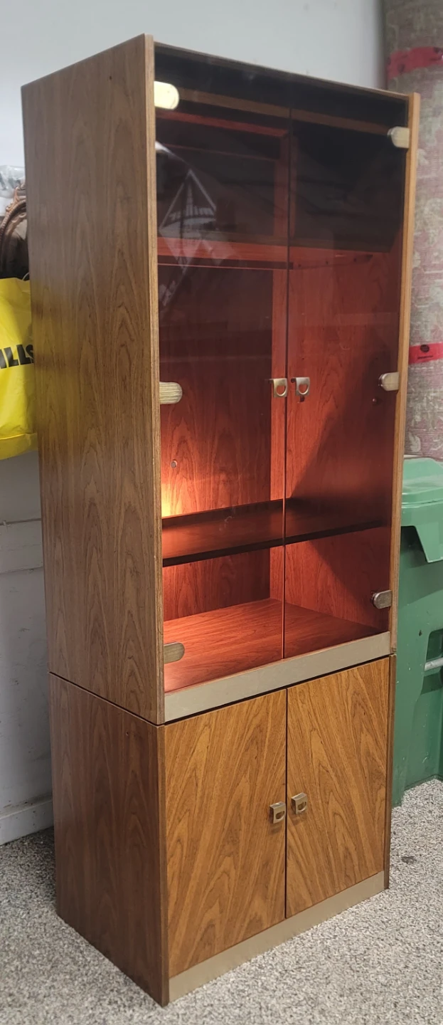 Vintage Wood Display Cabinet with Glass Doors - photo 3