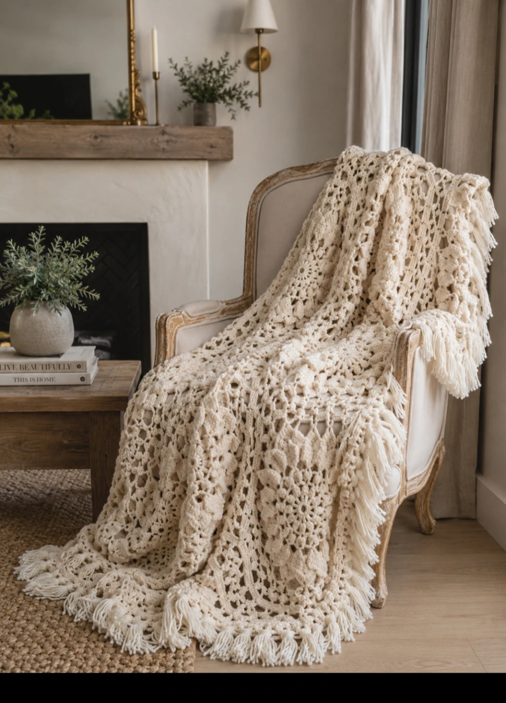 Handmade Crochet Blanket Throw