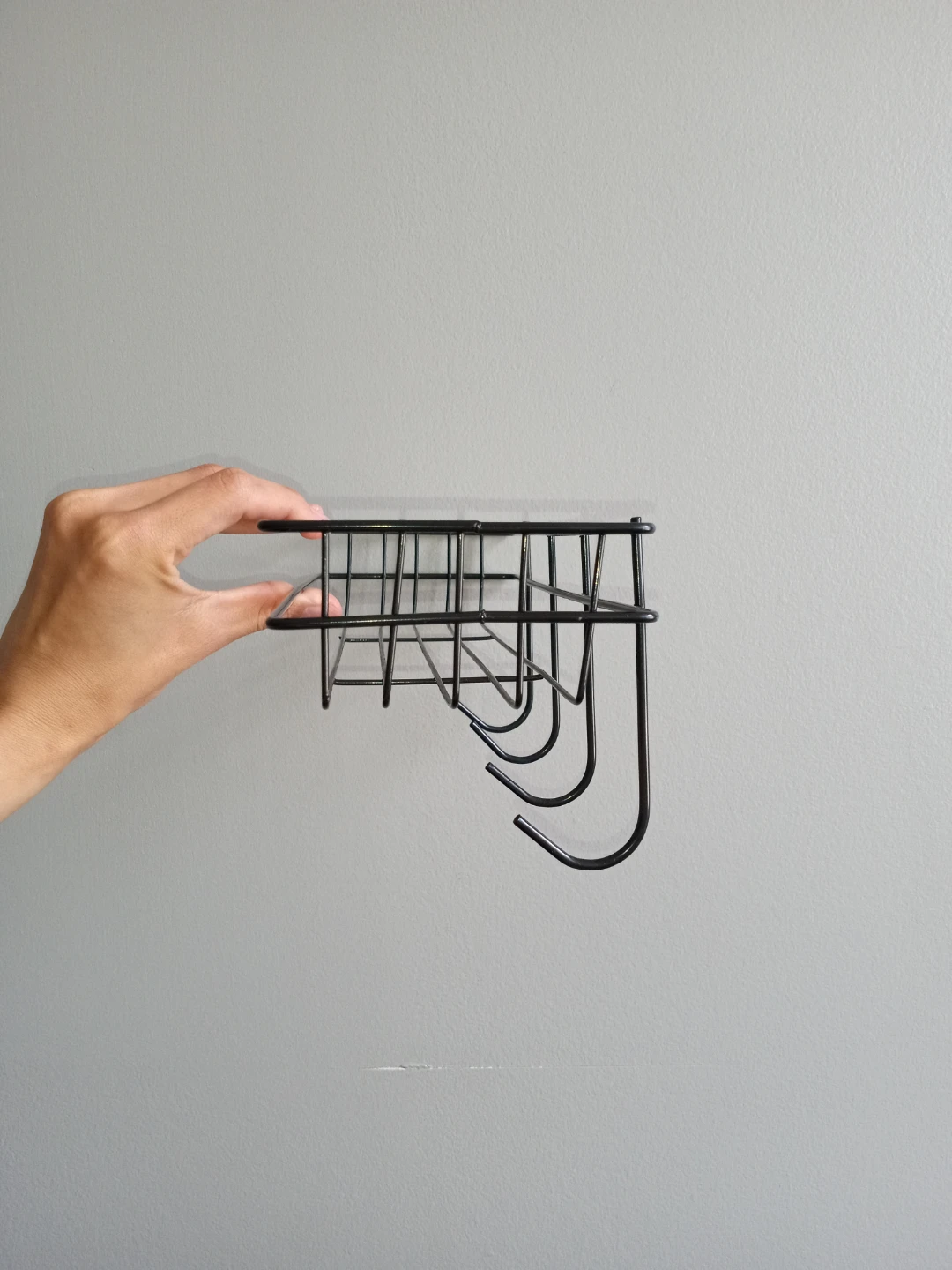 Black Wire Storage Basket with Hooks. - photo 2
