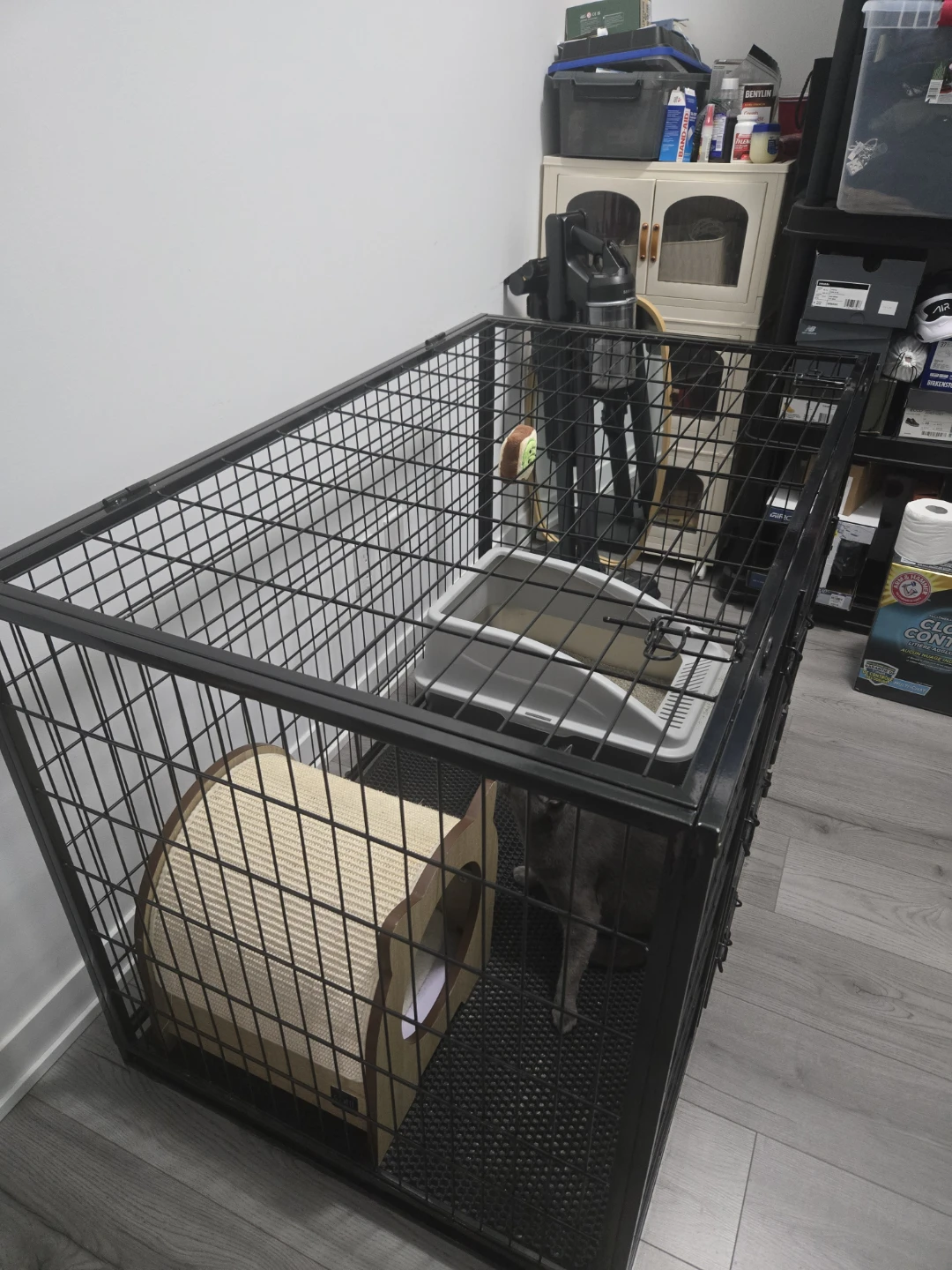 Large Black Metal Dog Crate - photo 3