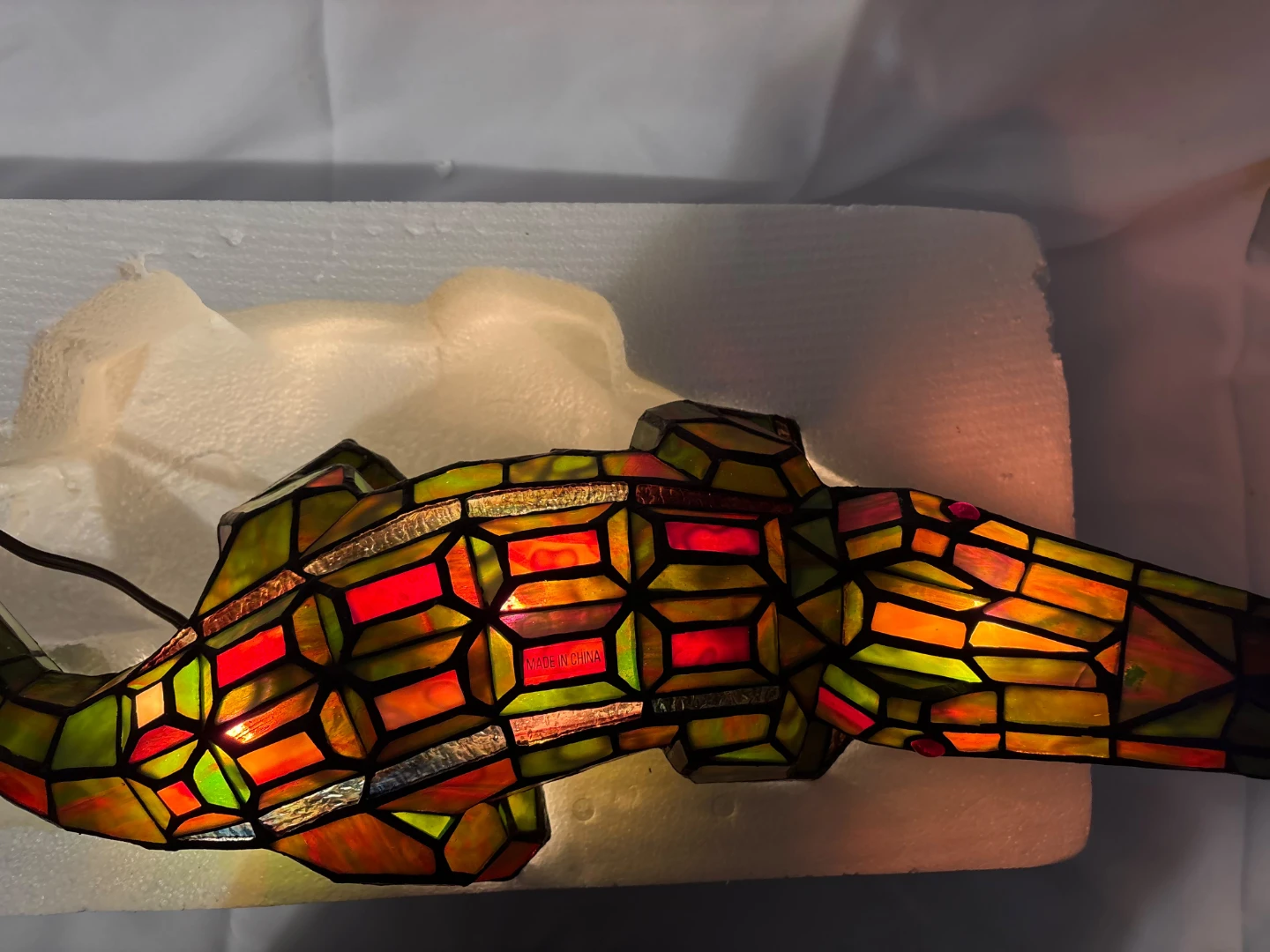 Stained Glass Alligator Lamp Tiffany Style - photo 2