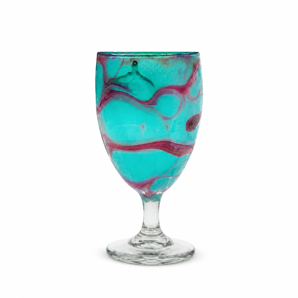 Handcrafted Teal and Magenta Swirl Glass - photo 2