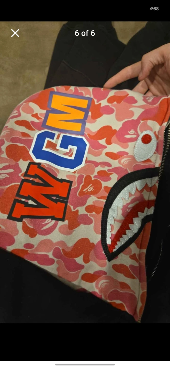 BAPE Full Zip Hoodie Shark Camo Pink - photo 5