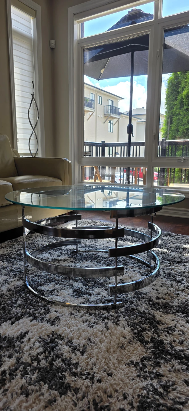 Modern Round Glass & Chrome Coffee Table – 35 - photo 2
