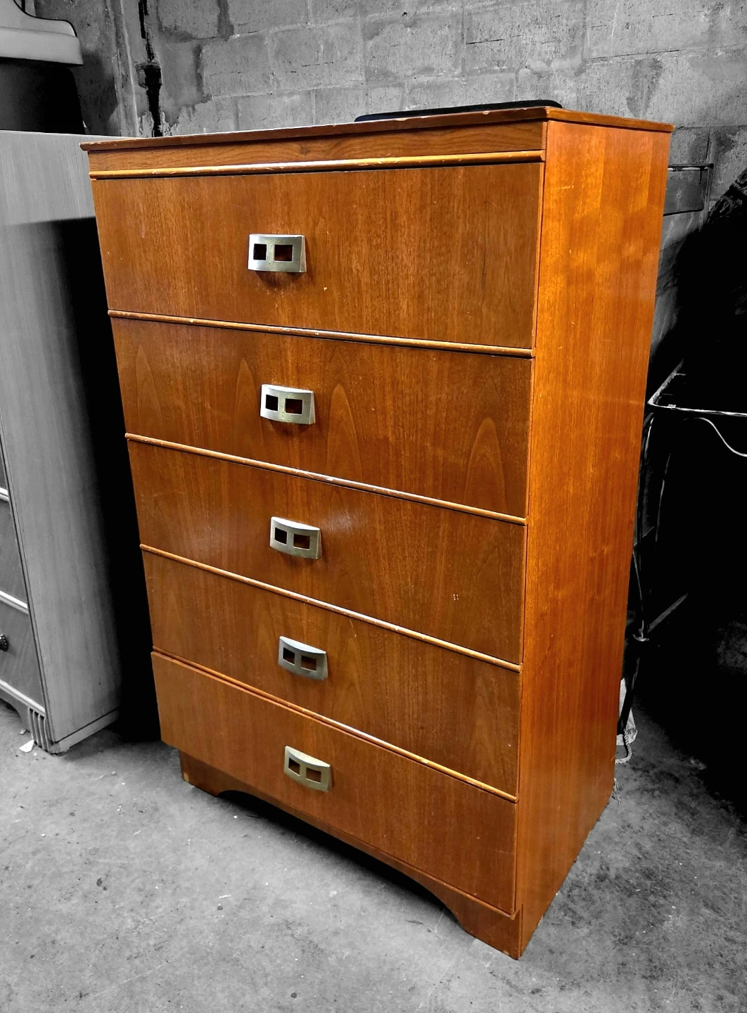 Mid Century Five Drawer Tallboy Dresser - photo 2