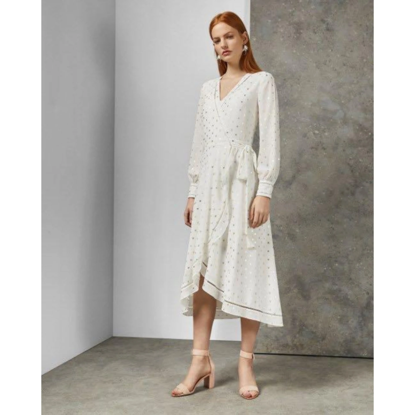 Ted Baker White Polka Dot Wrap Dress
