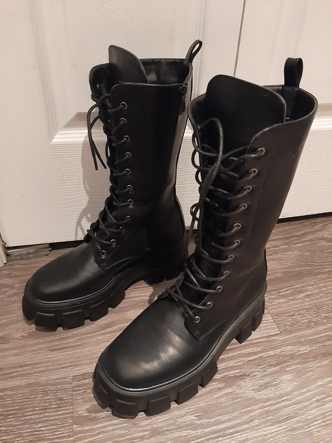 Black Lace-Up Chunky Platform Boots