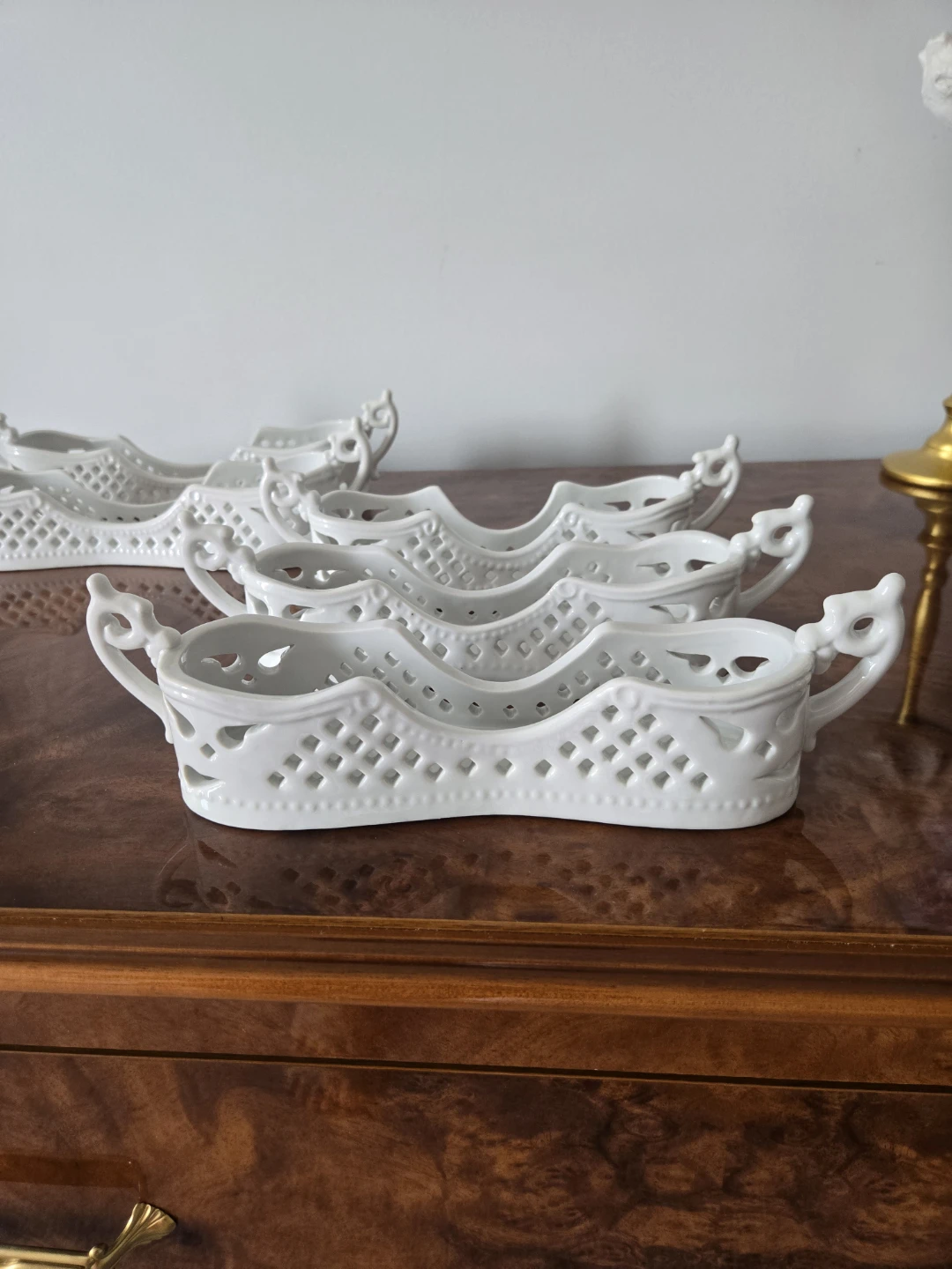Vintage White Ceramic Flatware Caddies