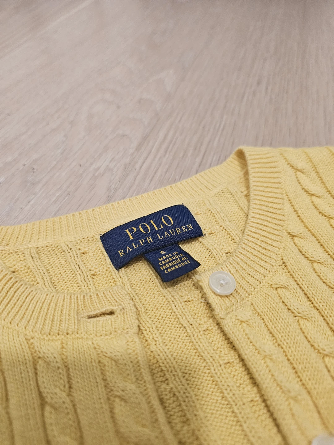 Kidd Polo Ralph Lauren Cable Knit Cardigan - Yellow - Size 6 - photo 5