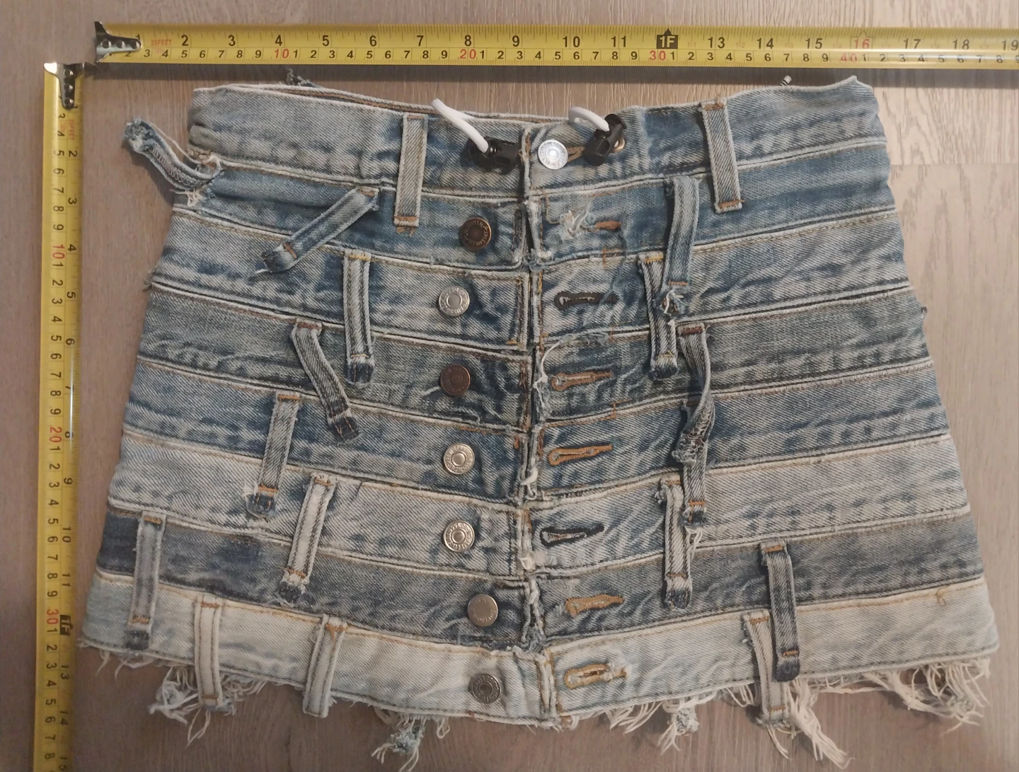 Upcycled Denim Mini Skirt 27" Waist