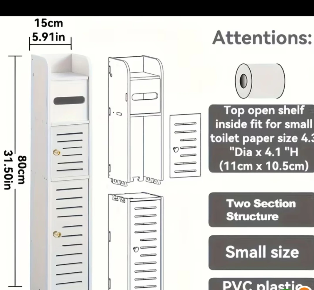 White Slim Storage Cabinet