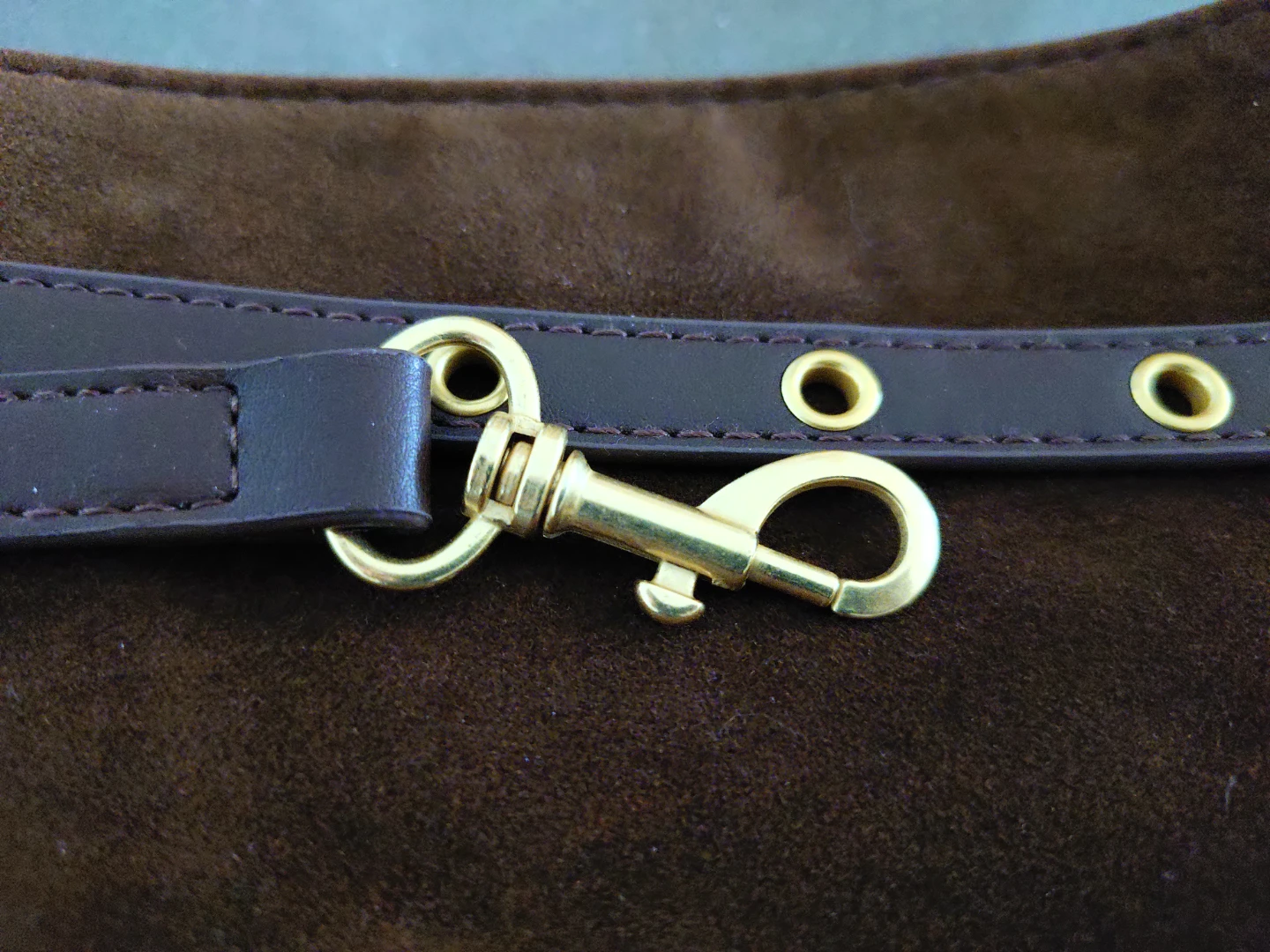 Brown Suede and Faux Leather Shoulder Bag - photo 2