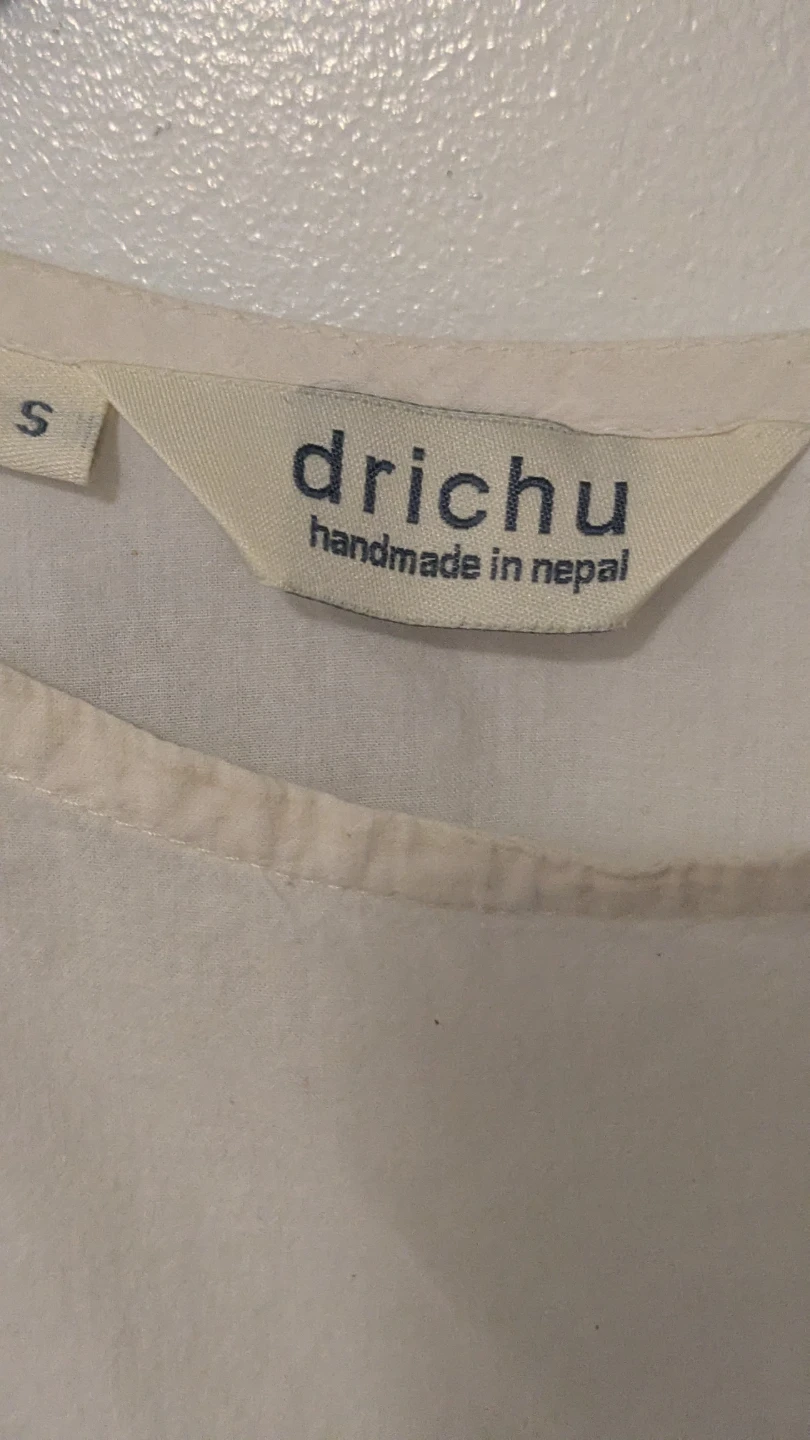 Drichu Handmade in Nepal White T-Shirt Dress Size S - photo 2