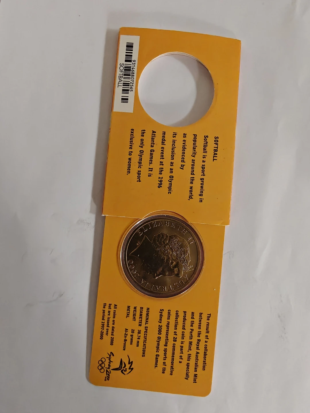 Sydney 2000 Olympic Coin Collection - Softball - photo 3