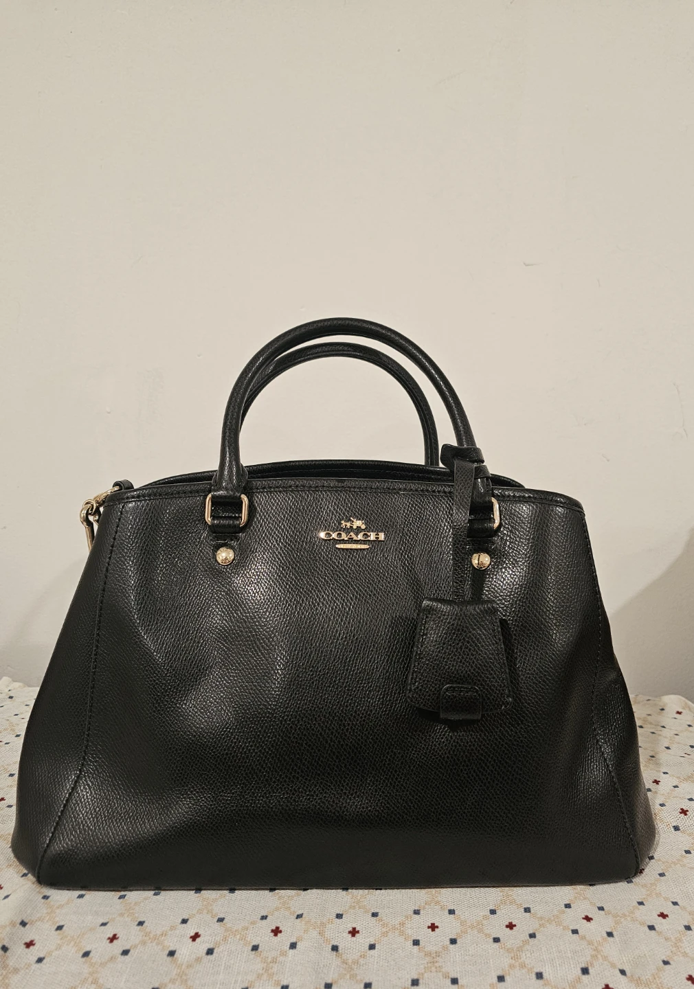 Coach Black Leather Satchel / Carryall Bag with Original Strap