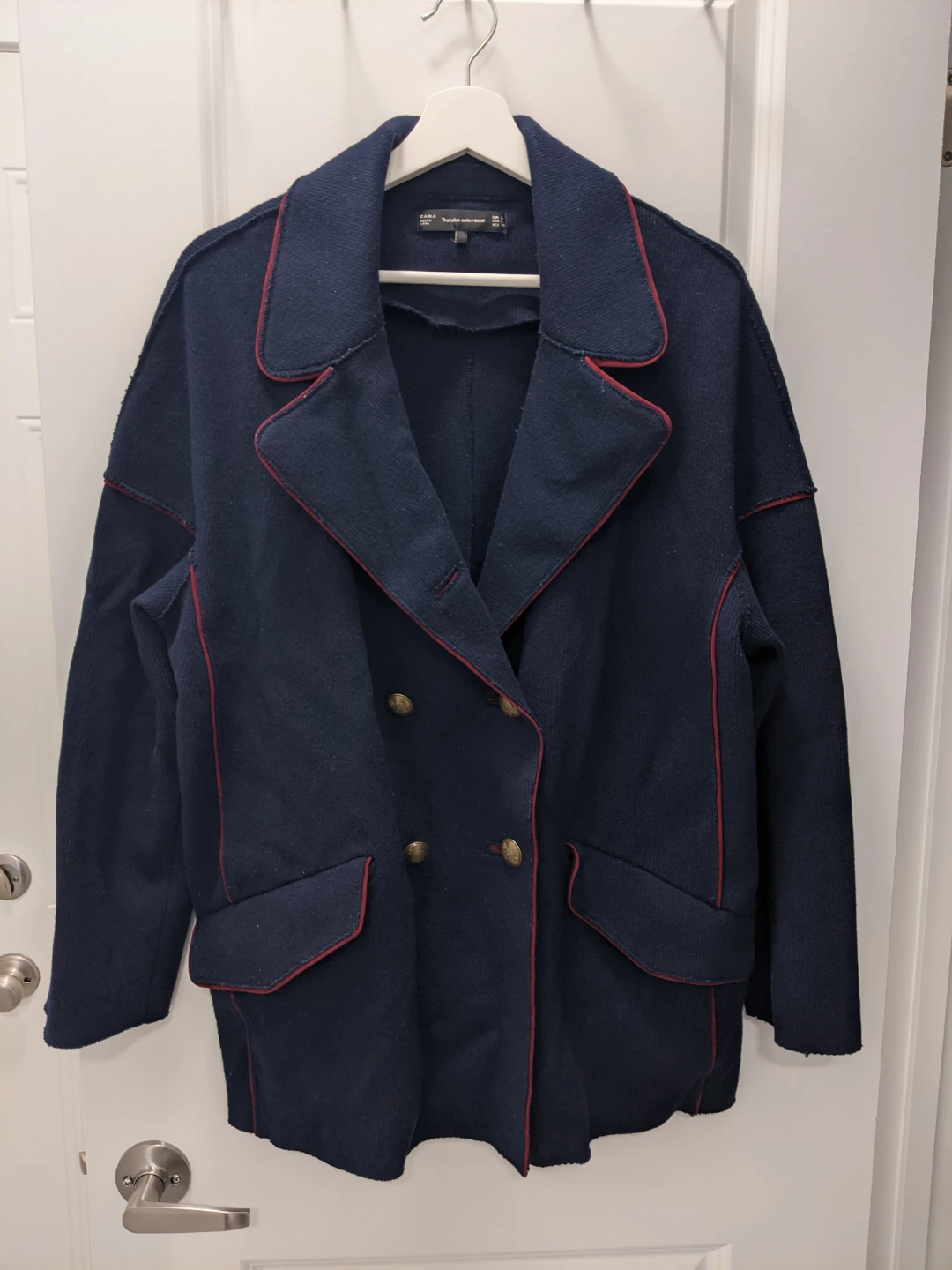 Zara Trafaluc Military-style Oversized Navy Blazer Jacket