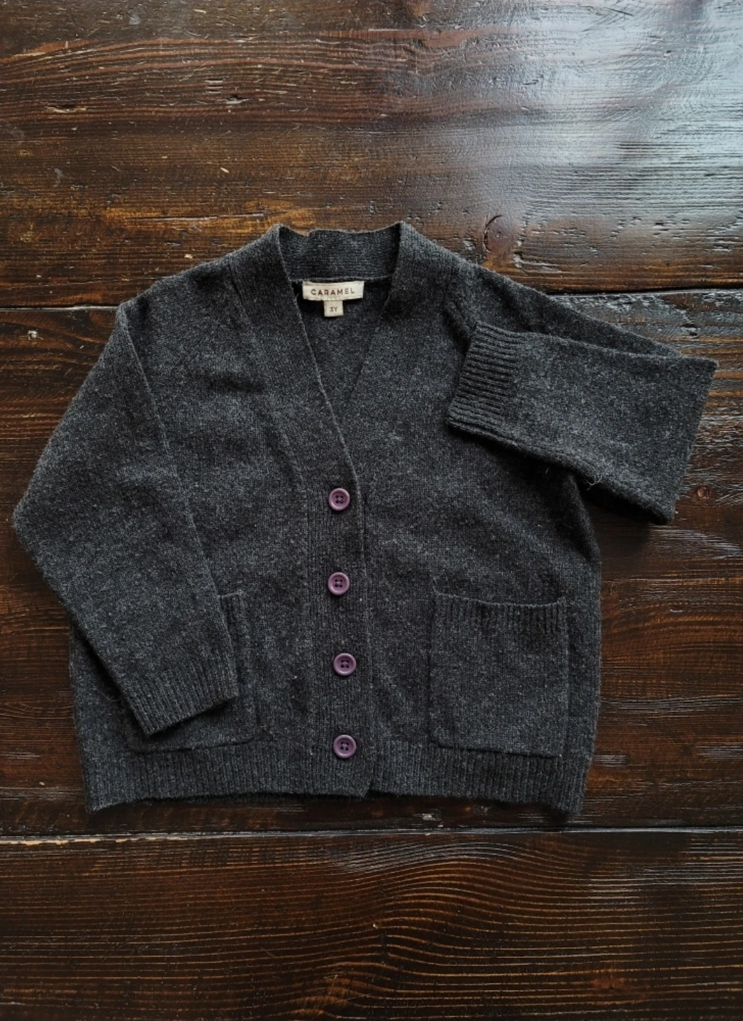 Caramel Charcoal Grey Button-Front Cardigan Sweater