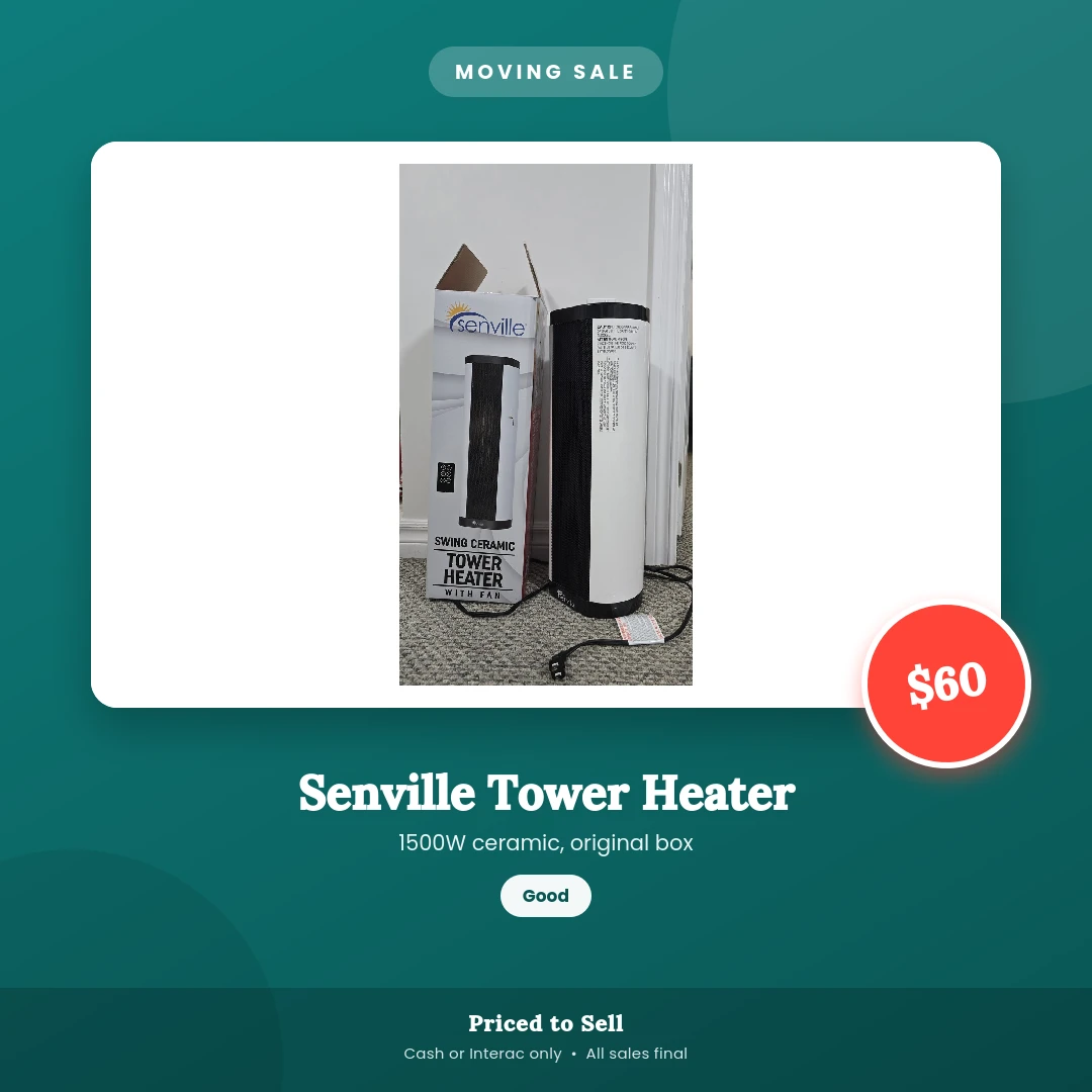 Senville Tower Heater