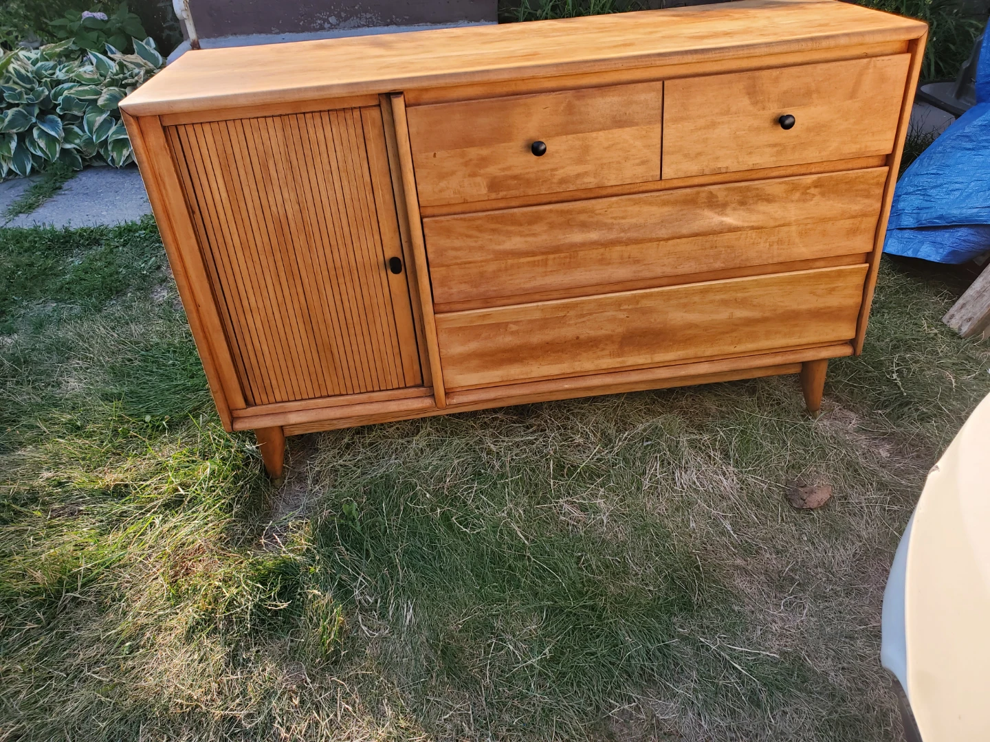 Vintage white pine credenza  and  flat screen TV stand.