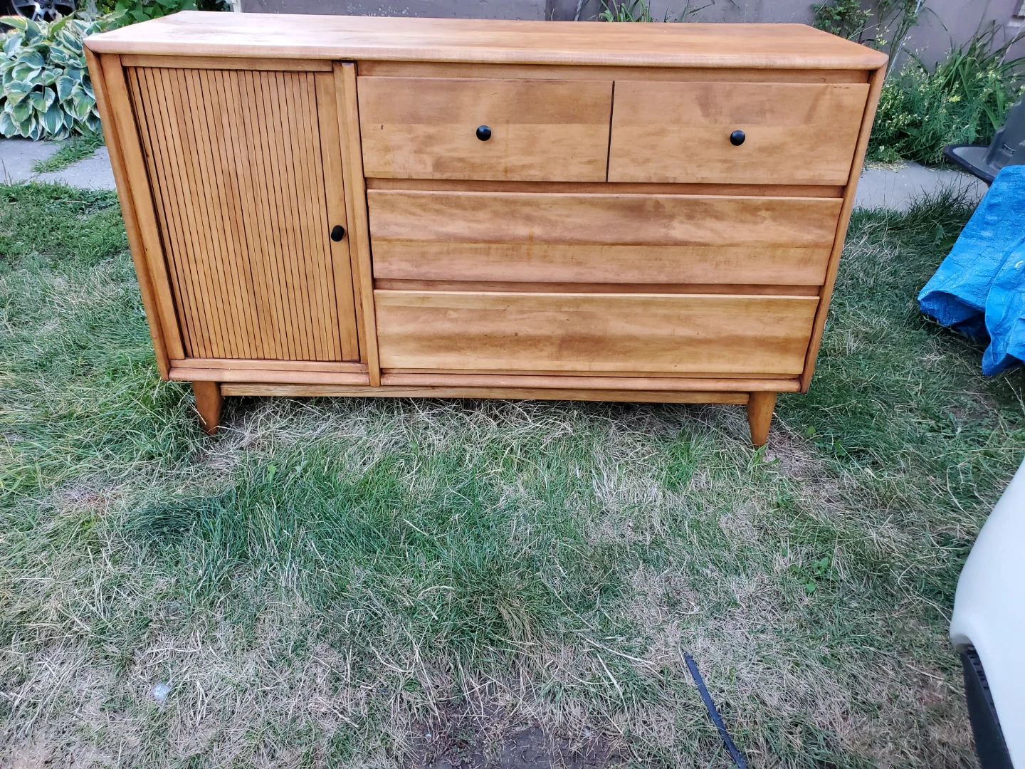 Vintage white pine credenza  and  flat screen TV stand. - photo 2