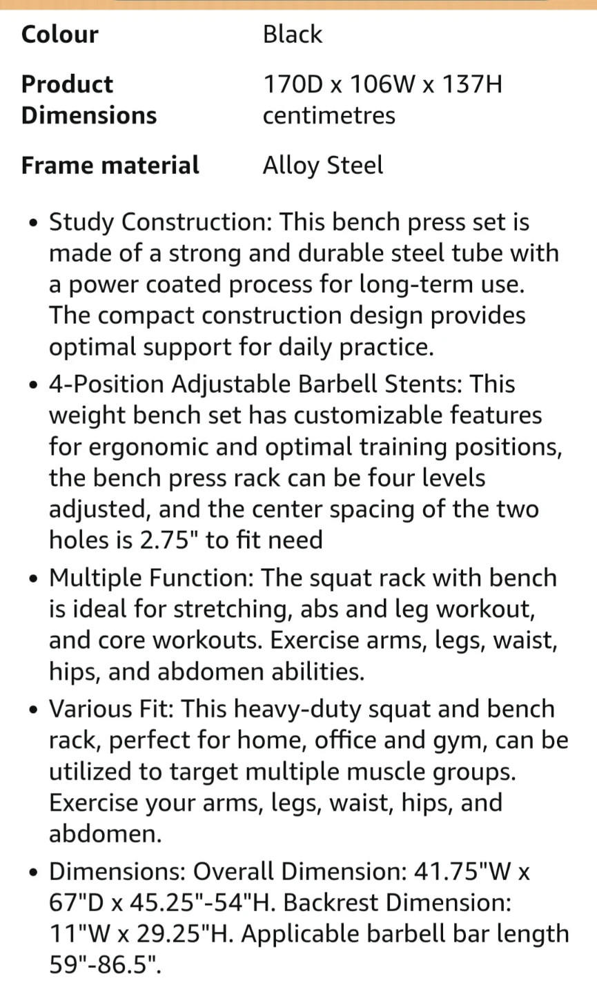 Soozier Adjustable Weight Bench Press - photo 2