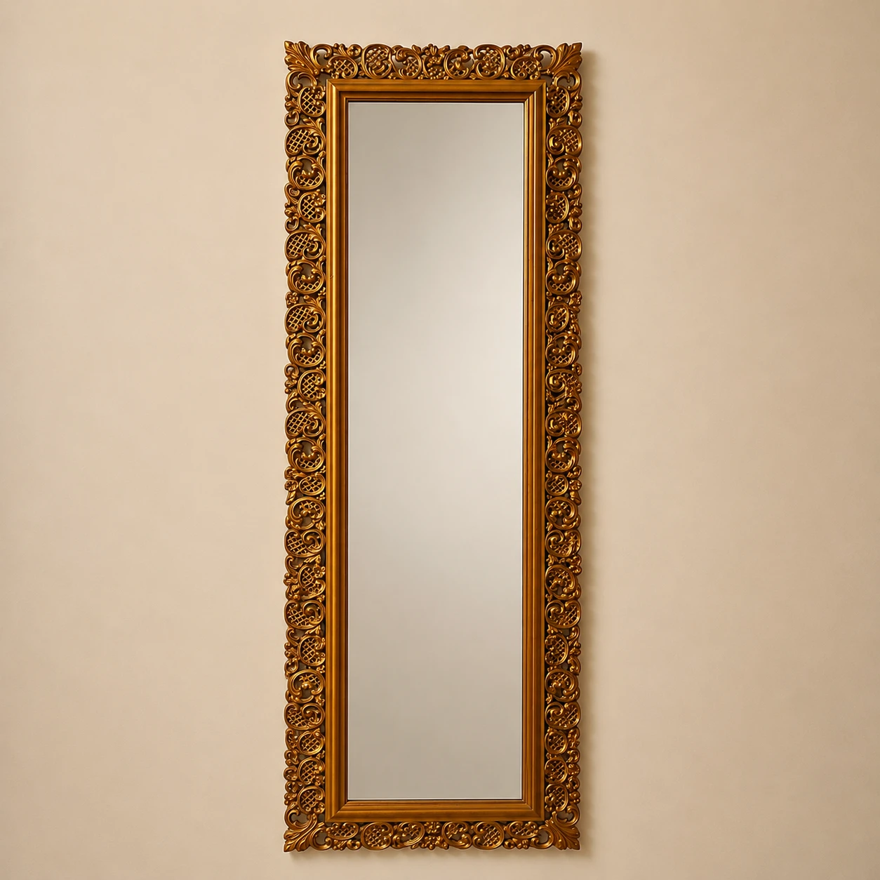 Ornate Gold-Framed Mirror 18x50 inch
