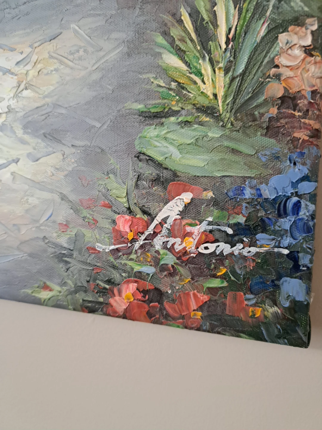 Oil Painting of a Mediterranean Villa Scene - photo 2