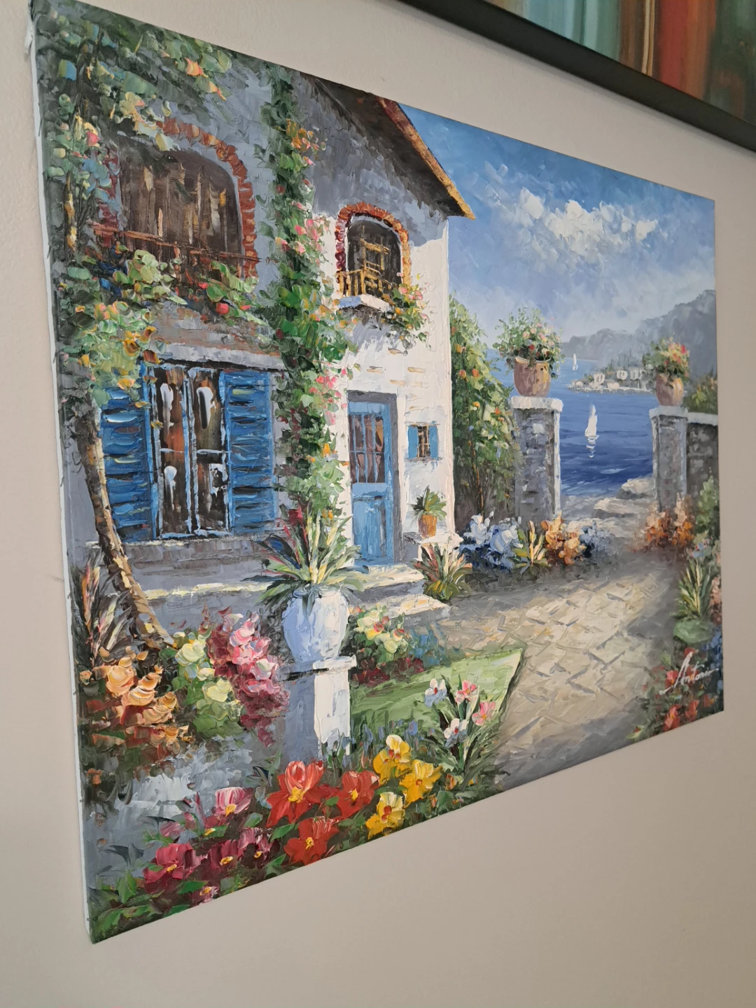 Oil Painting of a Mediterranean Villa Scene - photo 3