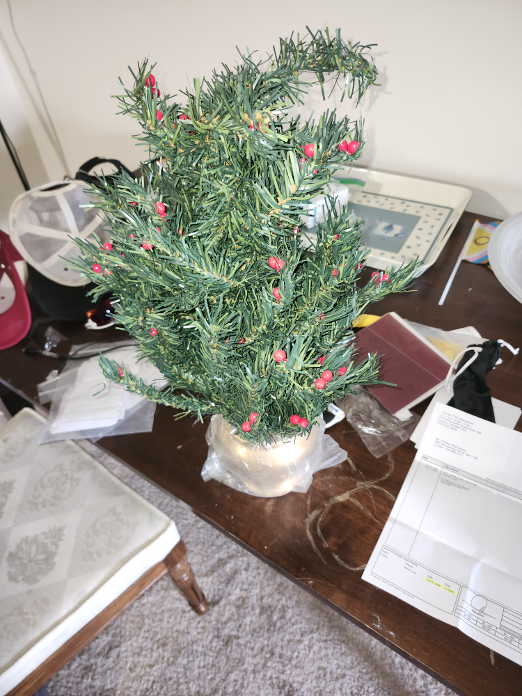 Small Artificial Christmas Tree with Berries