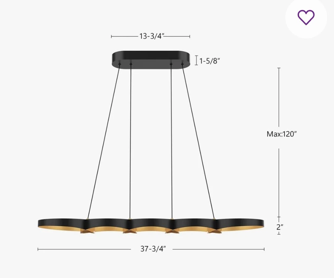 Modern LED Ring Pendant Light in Black and Gold - photo 3