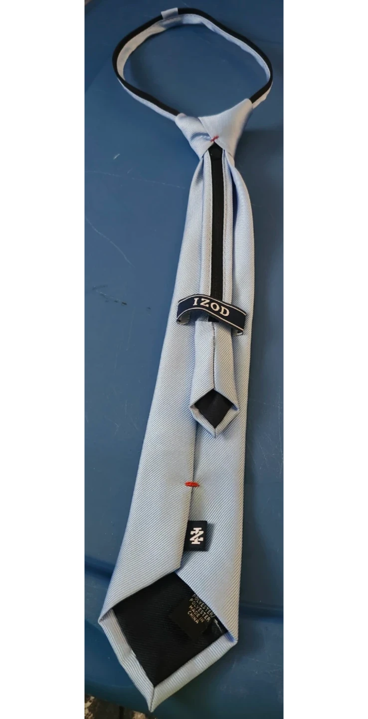 Boys Light Blue Striped Pre-Tied Tie - photo 2