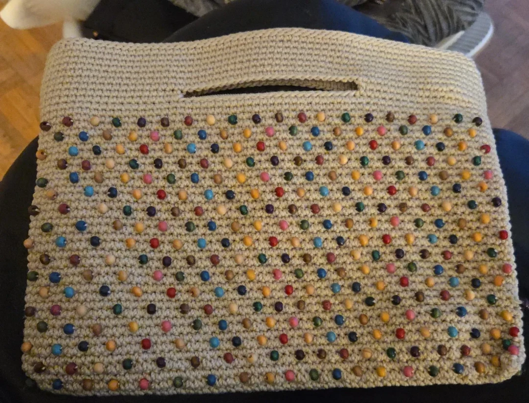 The Sak Crochet Shoulder Bag with Wooden Beads