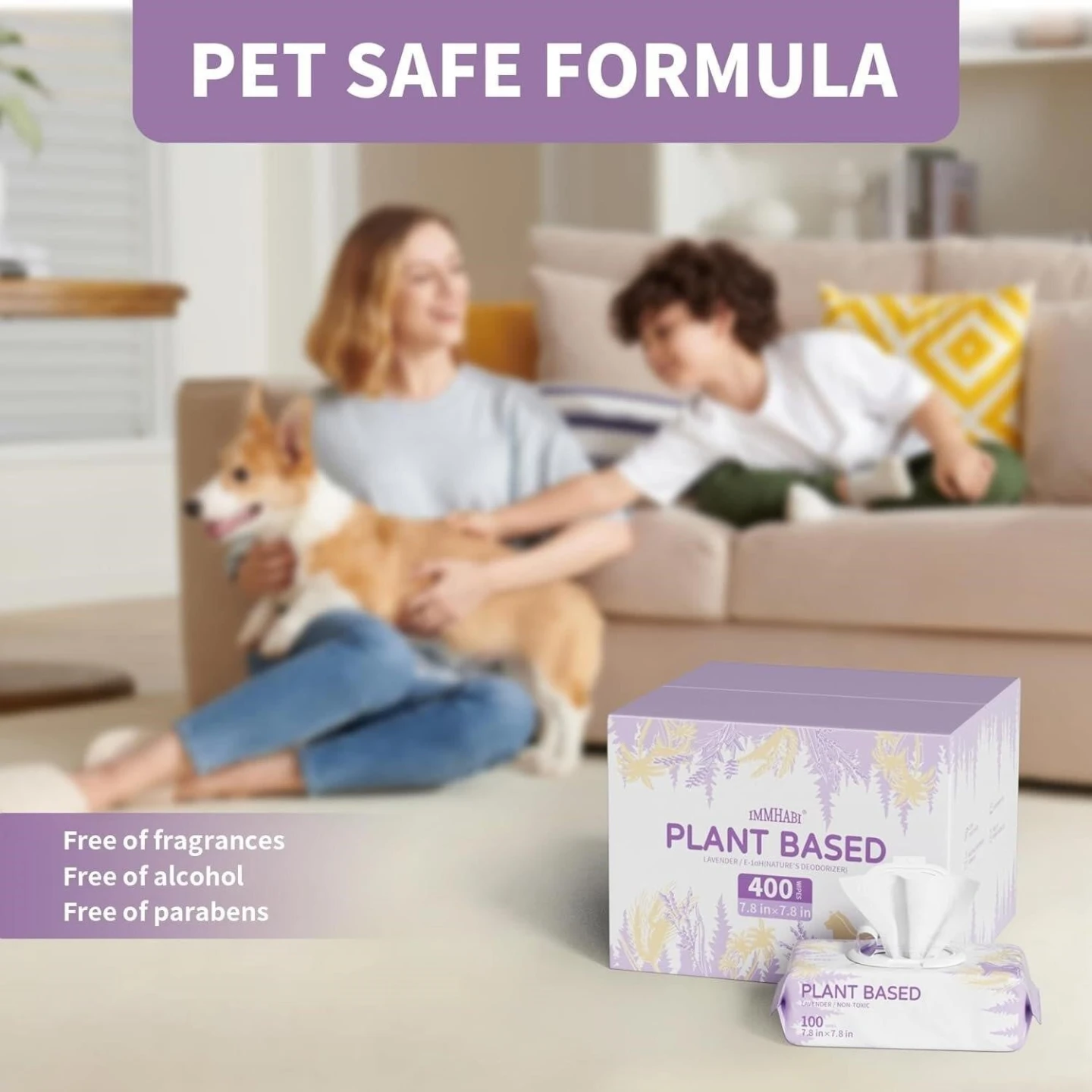 Immhbi Pet Wipes - Lavender, 400 Count - photo 2